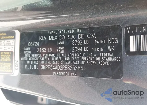 2024 Kia Forte Gt-Line from USA, damaged, VIN 3KPF54AD2RE825384